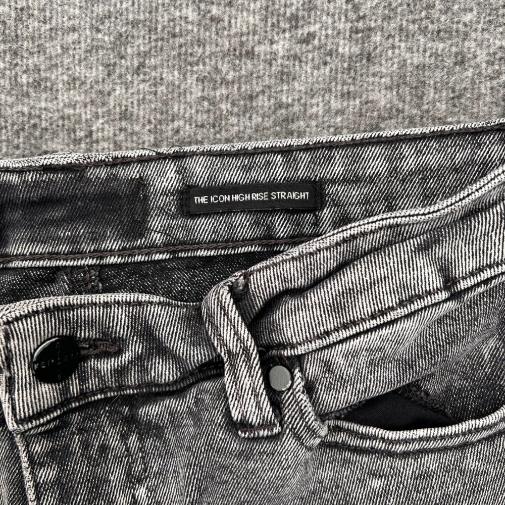 Kendall + Kylie The‎ Icon High Rise 11 Straight Jeans Gray Acid Wash Raw Hem - Picture 5 of 11